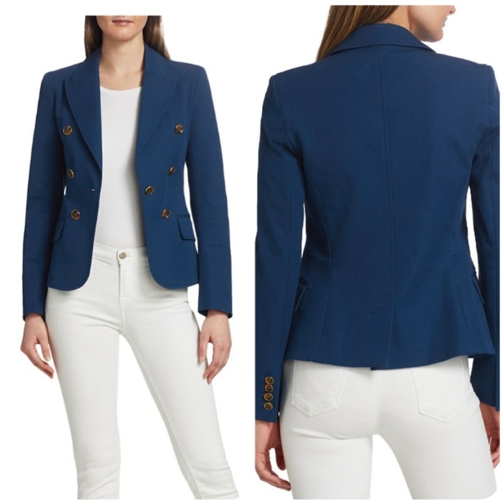 Derek Lam 10 Crosby | Eliza Double Breasted Blue Stretch Cotton Jacket size 4